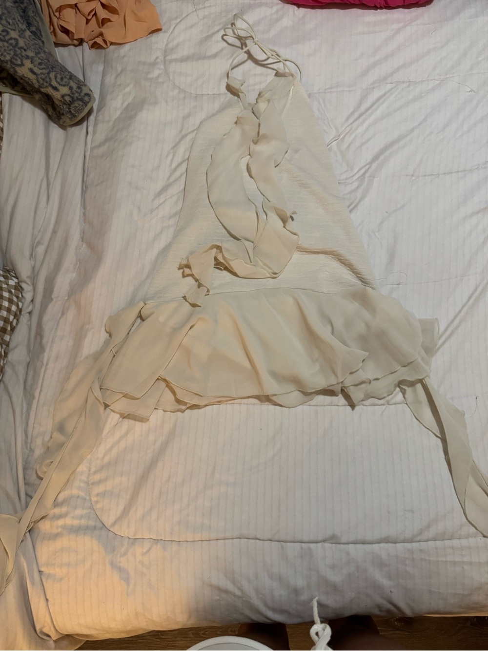 Ivory Ruffle Halter Dress - Picture 4 of 5